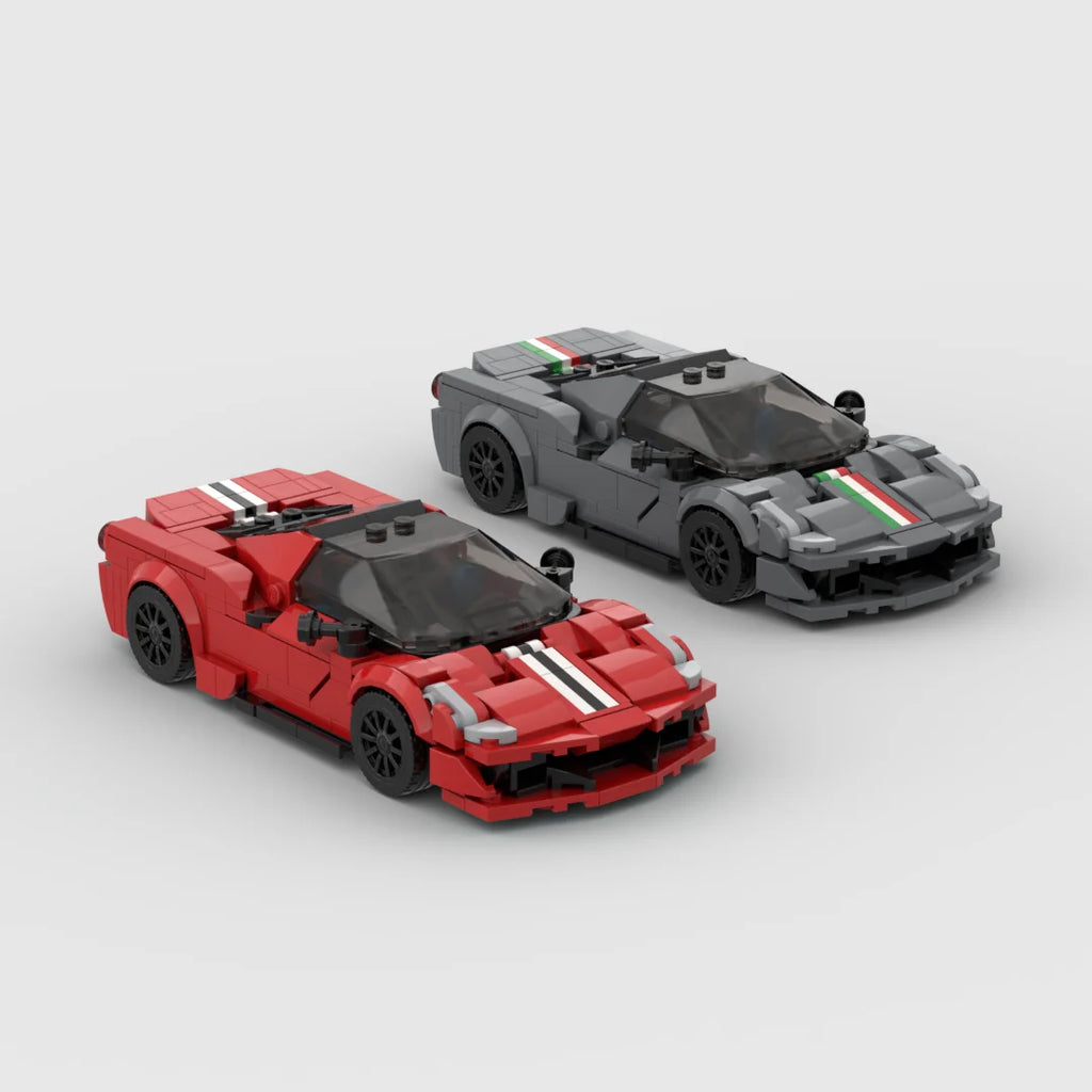 MOC Ferraried488 Pista Racing Sports Car Vehicle Racer Building Blocks Brick Creative Garage Toys for Boys