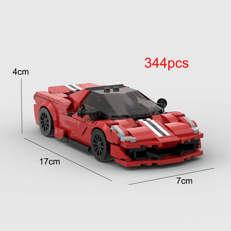 MOC Ferraried488 Pista Racing Sports Car Vehicle Racer Building Blocks Brick Creative Garage Toys for Boys
