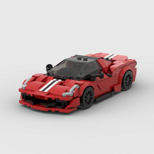 MOC Ferraried488 Pista Racing Sports Car Vehicle Racer Building Blocks Brick Creative Garage Toys for Boys