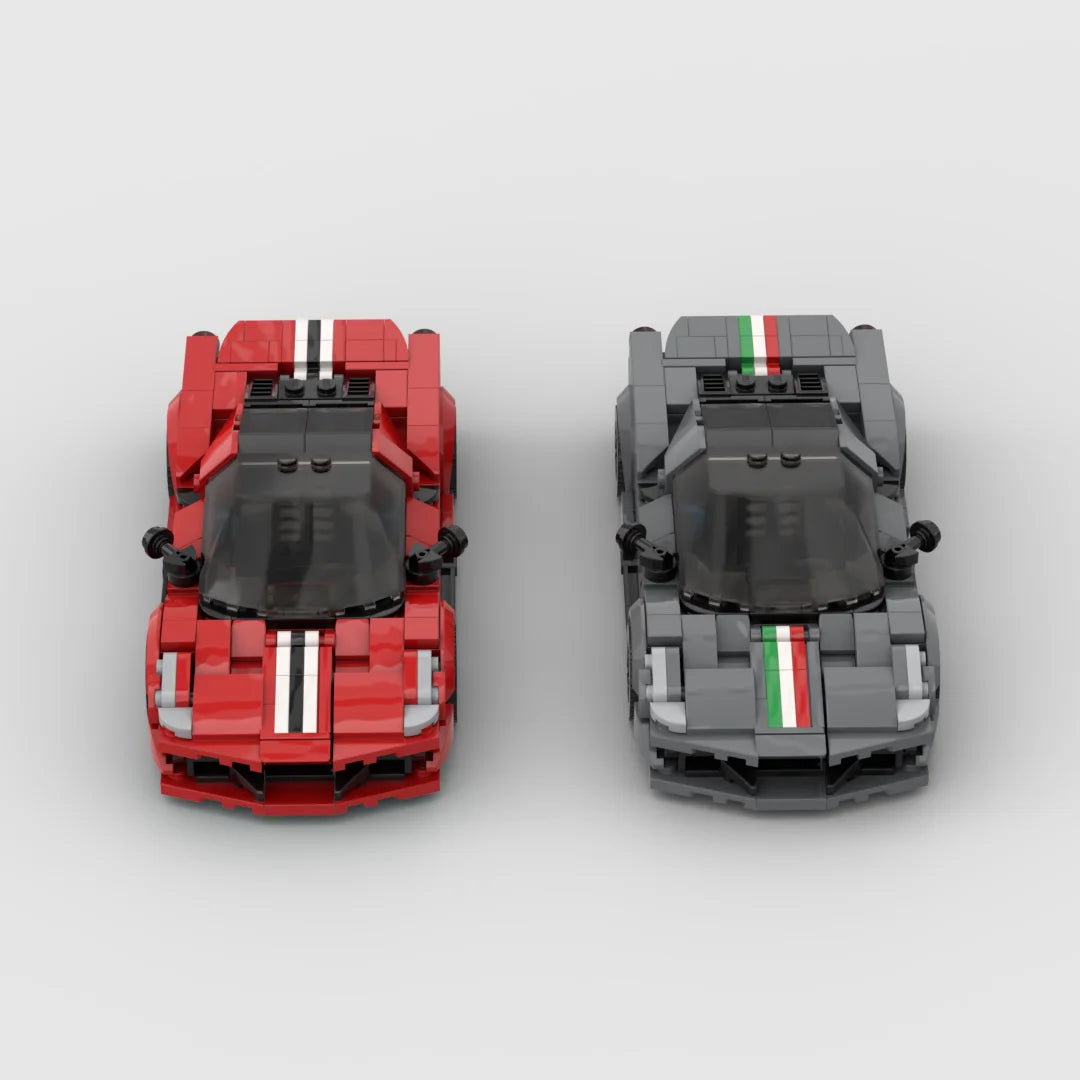MOC Ferraried488 Pista Racing Sports Car Vehicle Racer Building Blocks Brick Creative Garage Toys for Boys